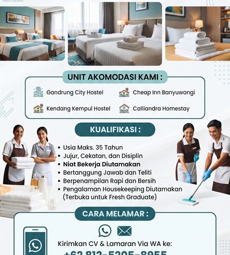 Lowongan Kerja Housekeeping PT Fros Yunior